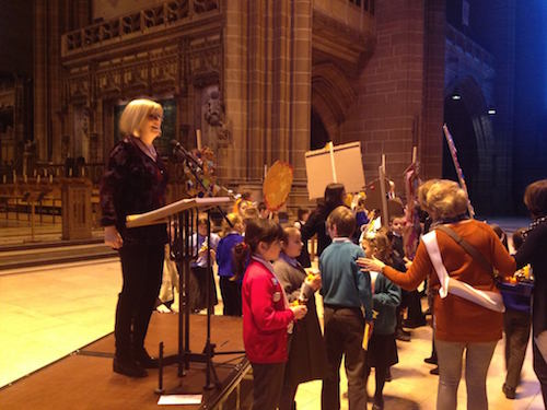 Sheila Wilson working with schools at Leeds Cathedral in 