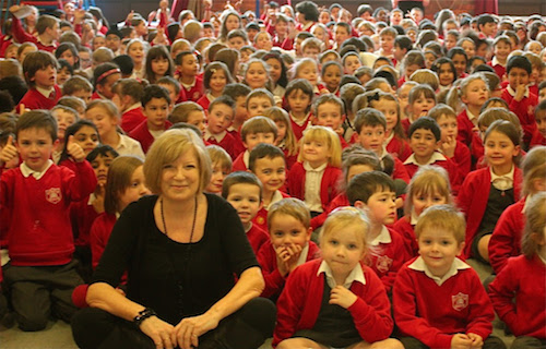 Sheila working with Lent Rise School in Burnham, on a School Song for the children.
